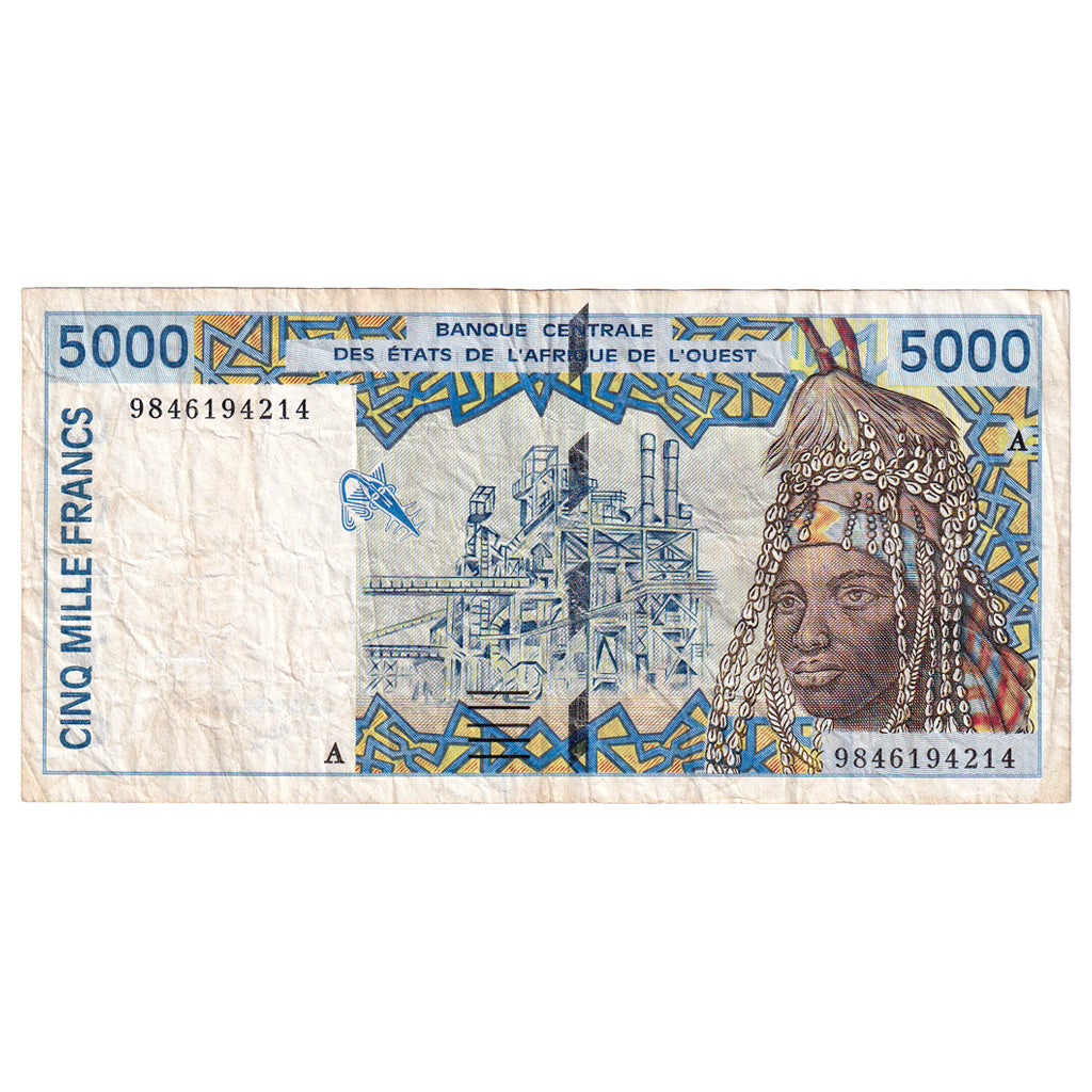Banknote, West African States, 5000 Francs, KM:113Ah, EF(40-45)