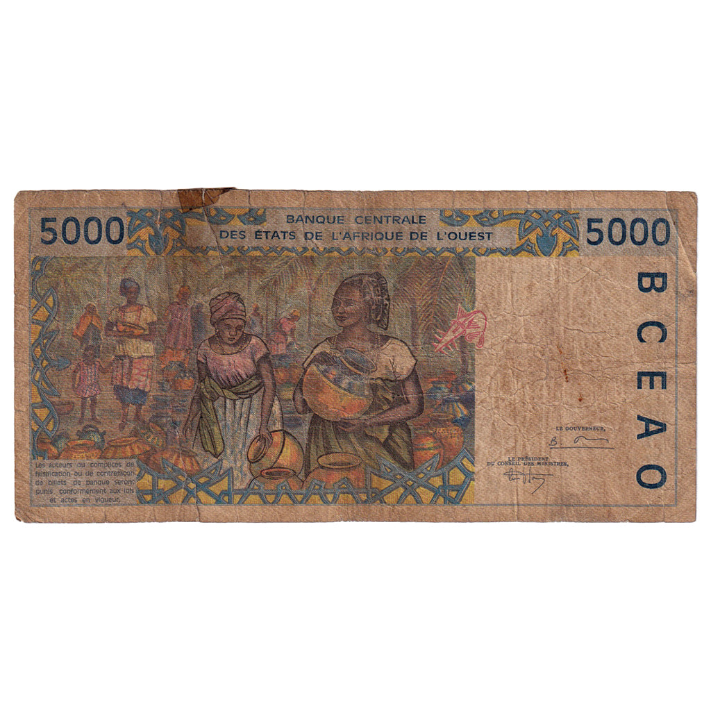 Banknote, West African States, 5000 Francs, KM:113Ad, VG(8-10)