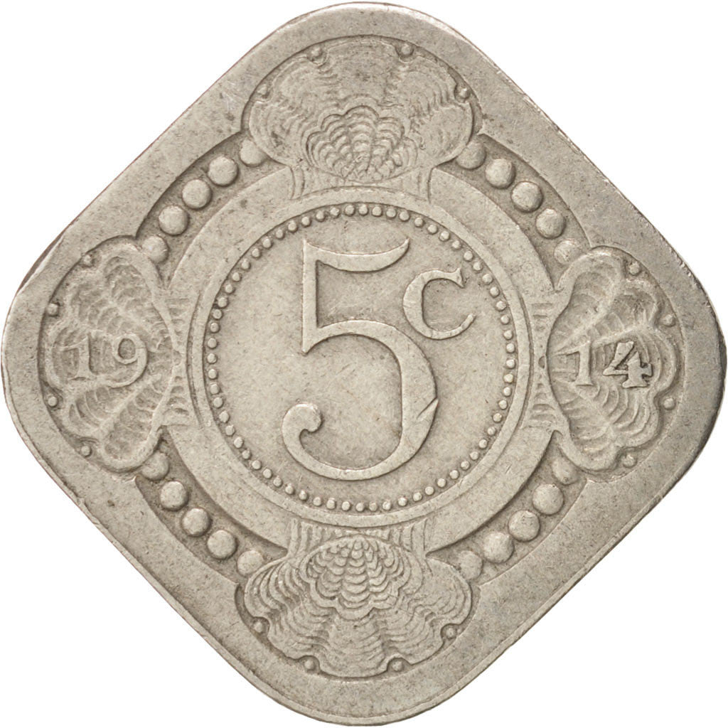Netherlands, Wilhelmina I, 5 Cents, 1914, EF(40-45), Copper-nickel, KM:153