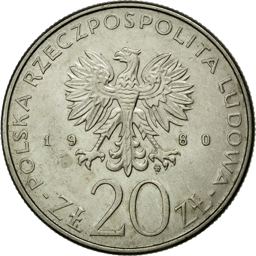 Moneta, Polonia, 20 Zlotych, 1980, Warsaw, SPL-, Rame-nichel, KM:112