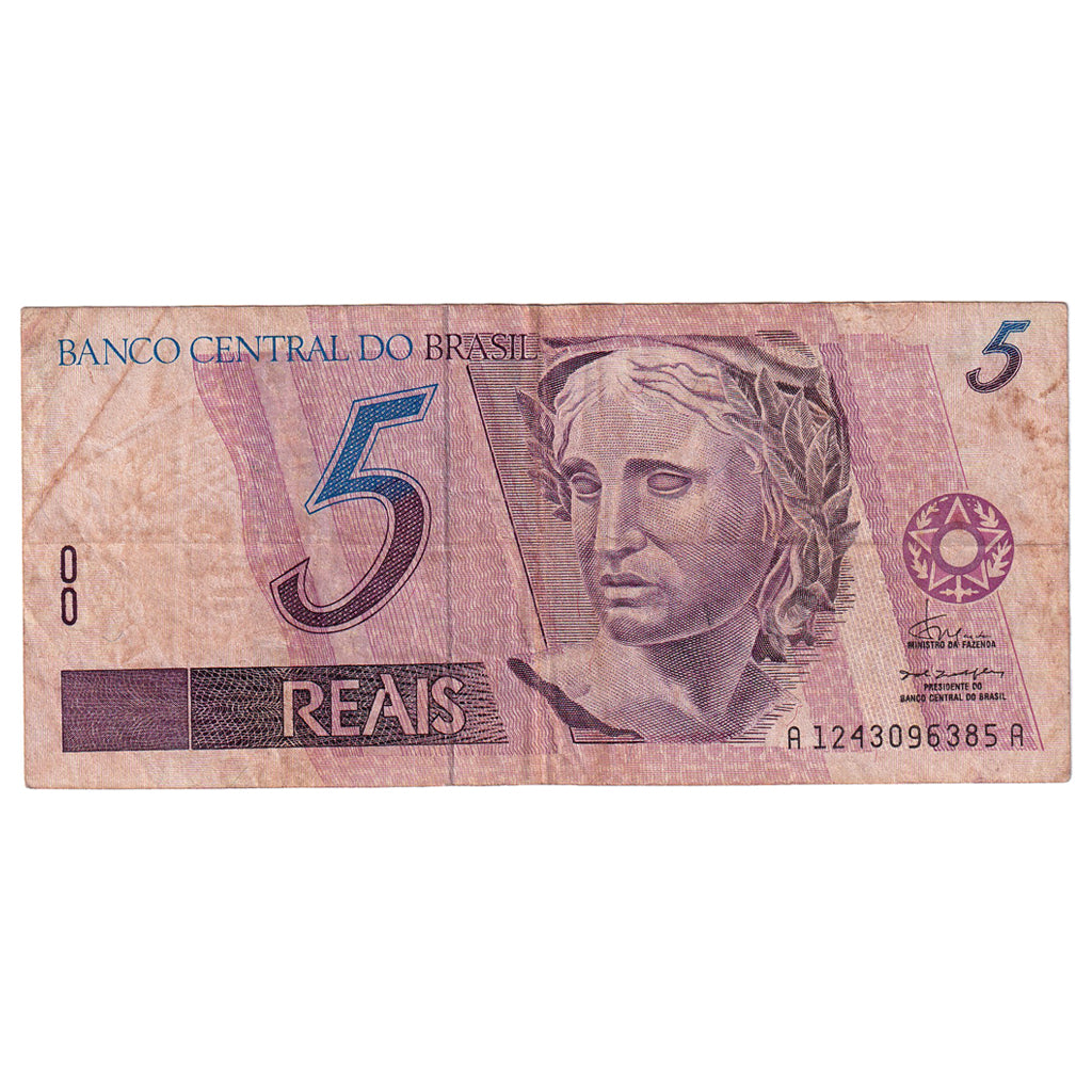 Banknote, Brazil, 5 Reais, KM:244a, VF(20-25)