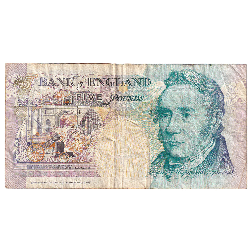 Banknote, Great Britain, 5 Pounds, KM:382b, VF(20-25)