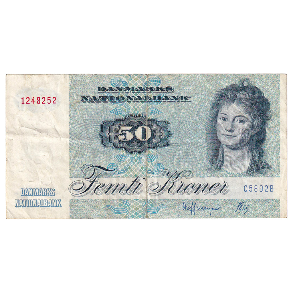Geldschein, Dänemark, 50 Kroner, 1972, KM:50a, S+