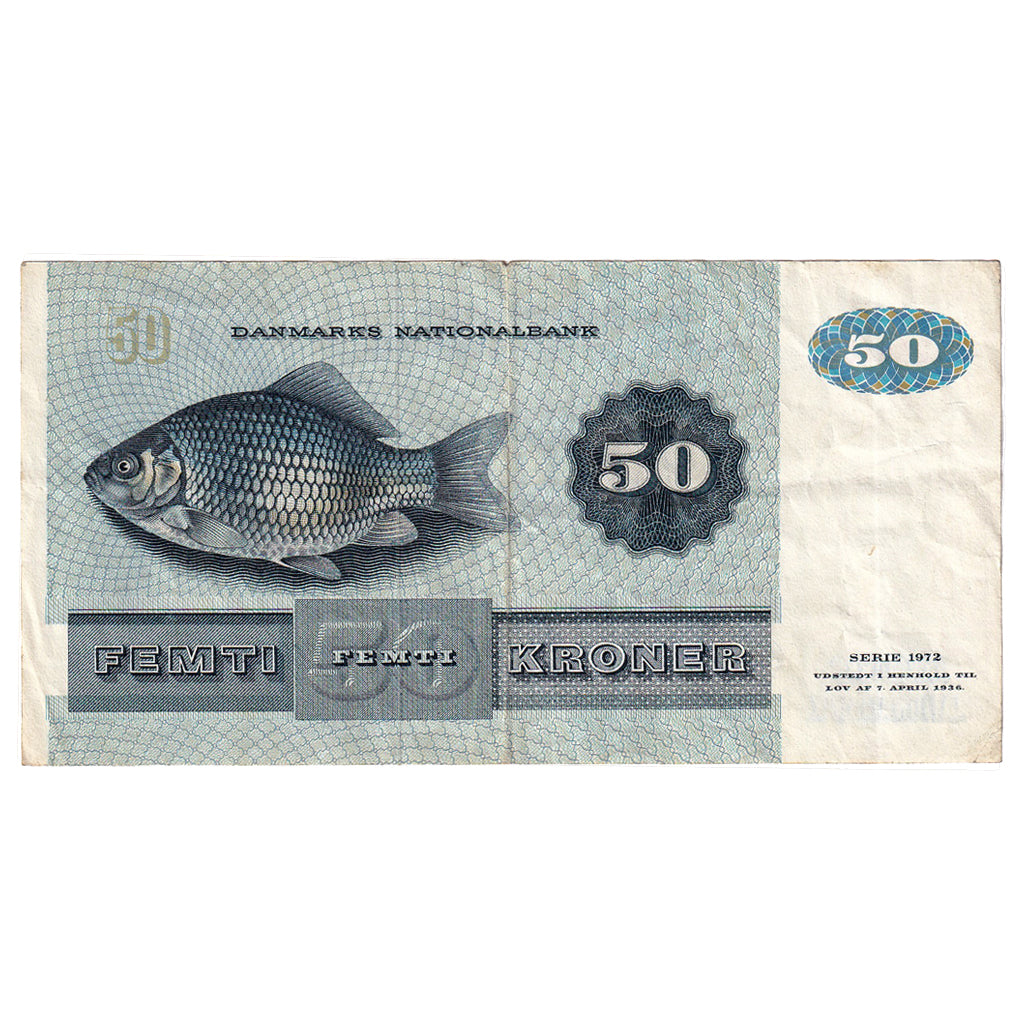 Geldschein, Dänemark, 50 Kroner, 1972, KM:50a, S+
