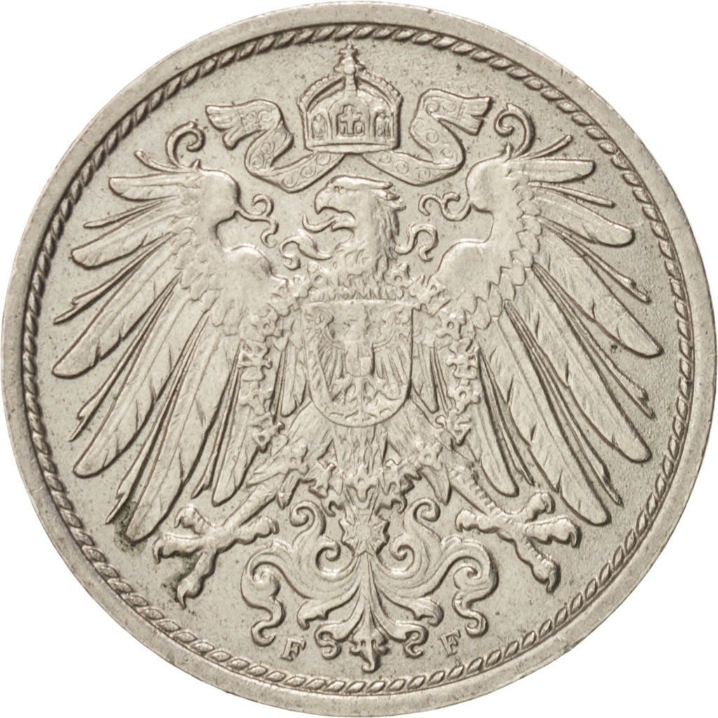GERMANY - EMPIRE, Wilhelm II, 10 Pfennig, 1900 F, Stuttgart, AU(50-53), KM 12