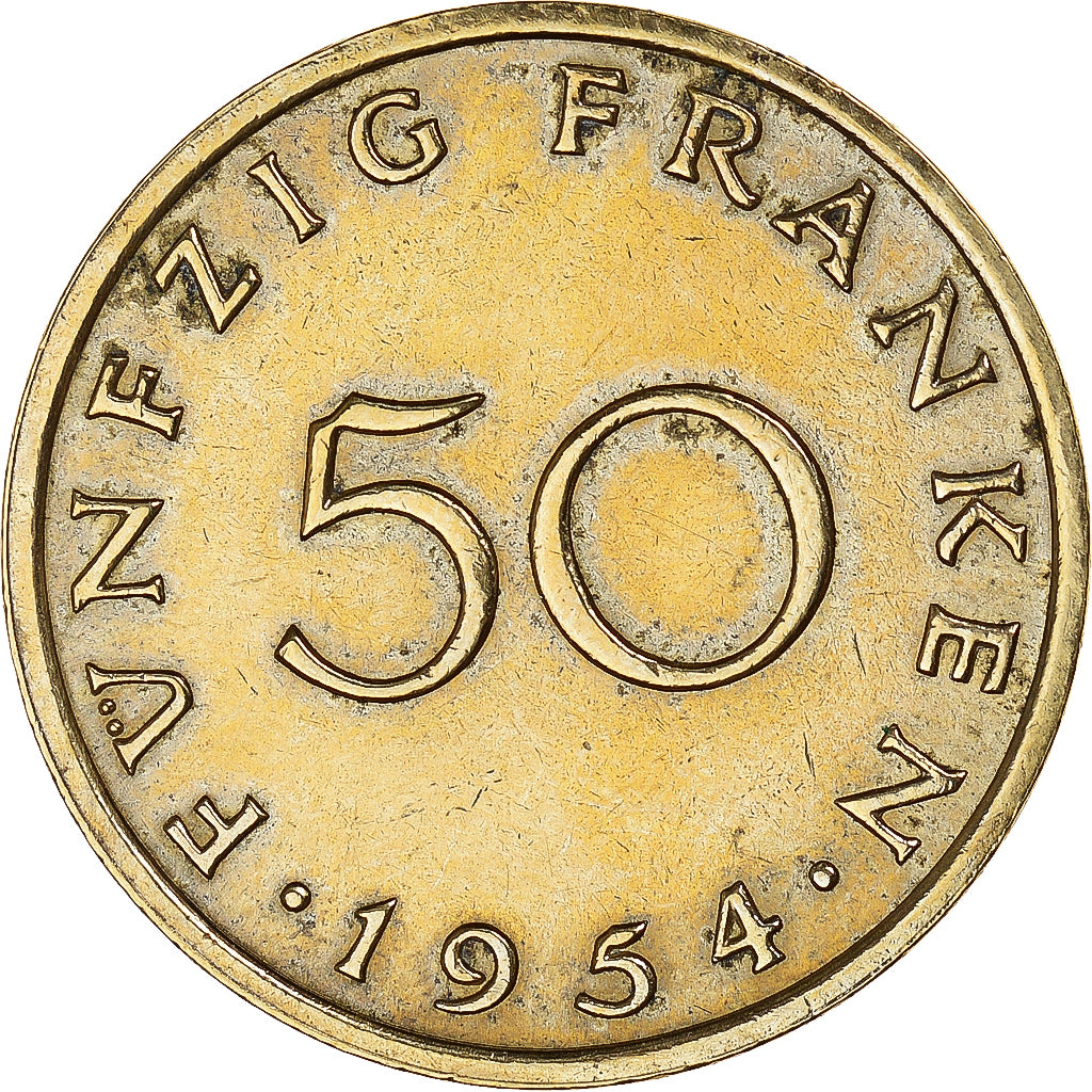 Coin, SAARLAND, 50 Franken, 1954
