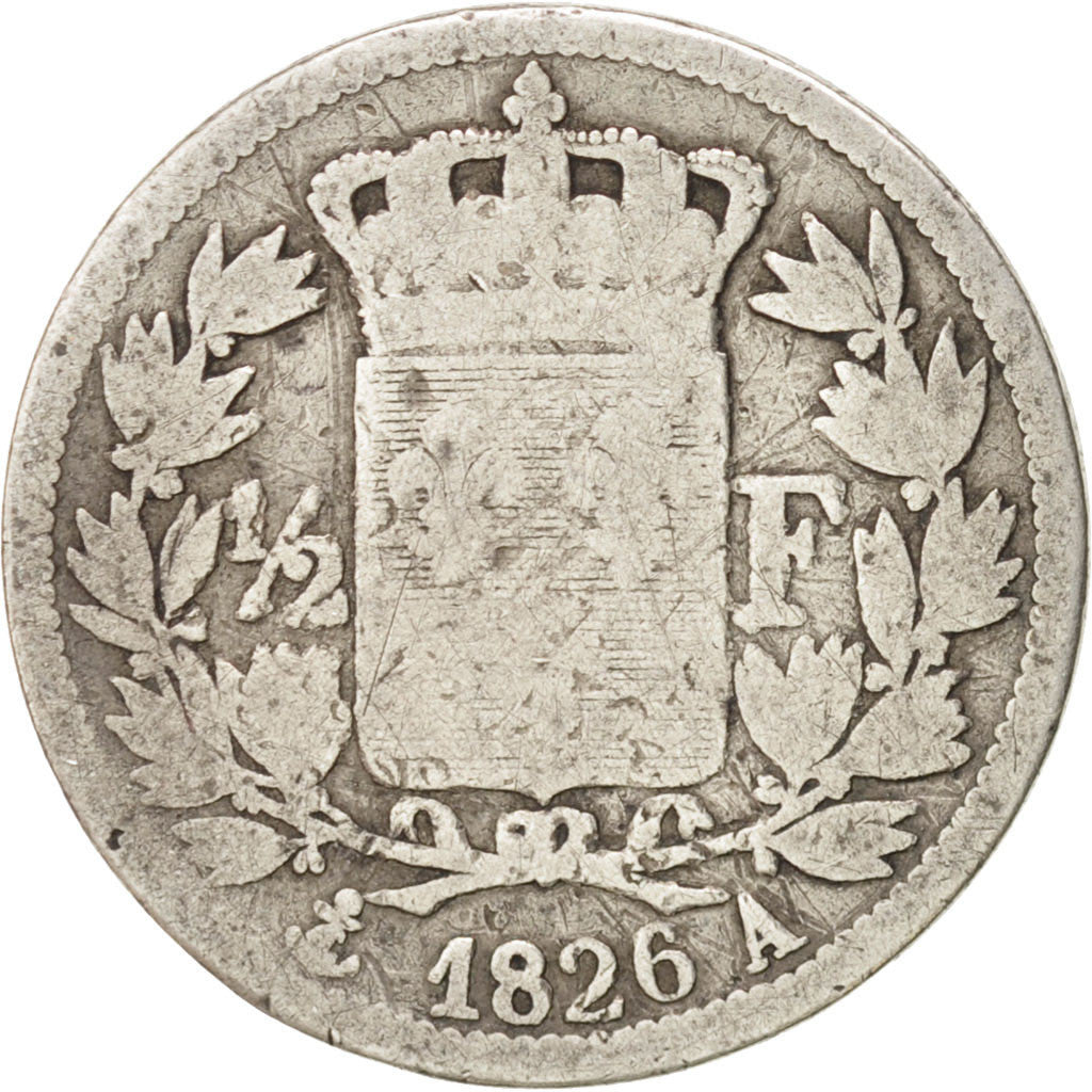 FRANCE, Charles X, 1/2 Franc, 1826, Paris, B, Silver, KM:723.1, Gadoury:402