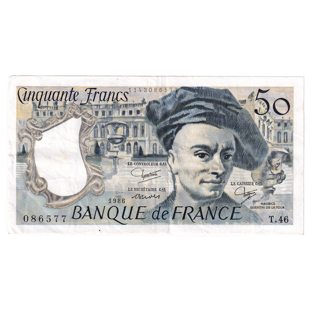 France, 50 Francs, Quentin de La Tour, 1986, T.46, EF(40-45), Fayette:67.12