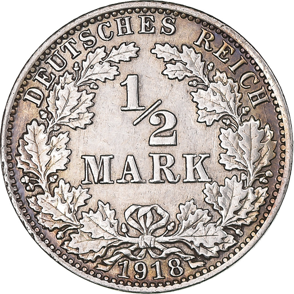 Moneda, Alemania, 1/2 Mark, 1918