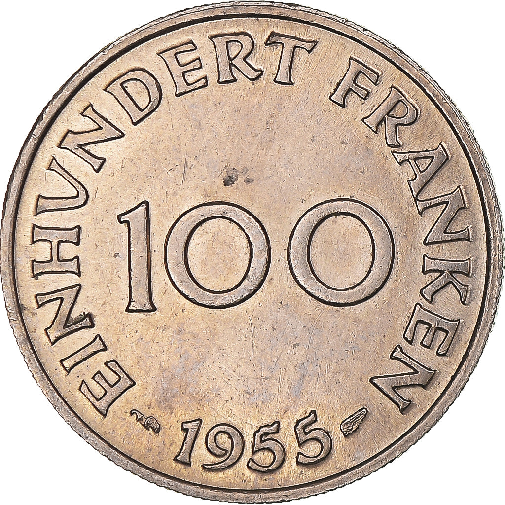 Munten, SAARLAND, 100 Franken, 1955
