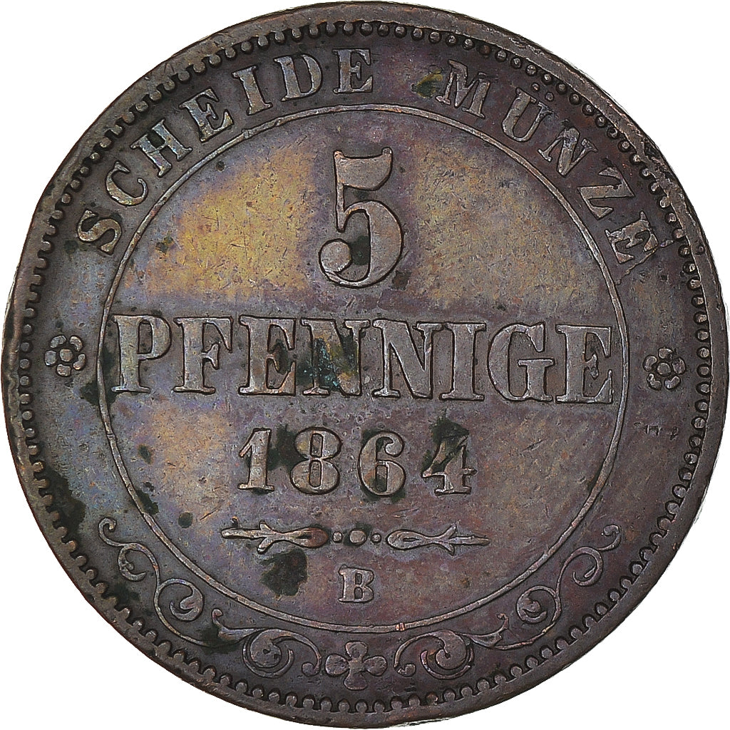Coin, German States, 5 Pfennig, 1864