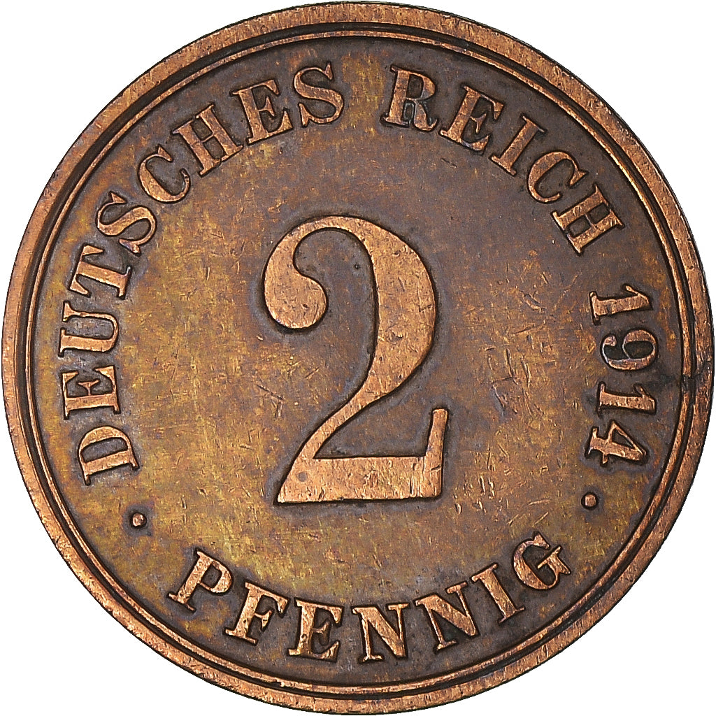 Coin, GERMANY - EMPIRE, 2 Pfennig, 1914
