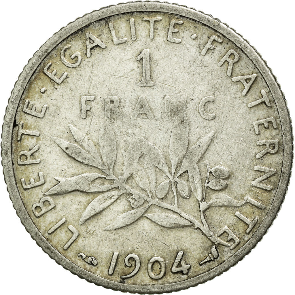 Coin, France, Semeuse, Franc, 1904, Paris, VF(30-35), Silver, KM:844.1