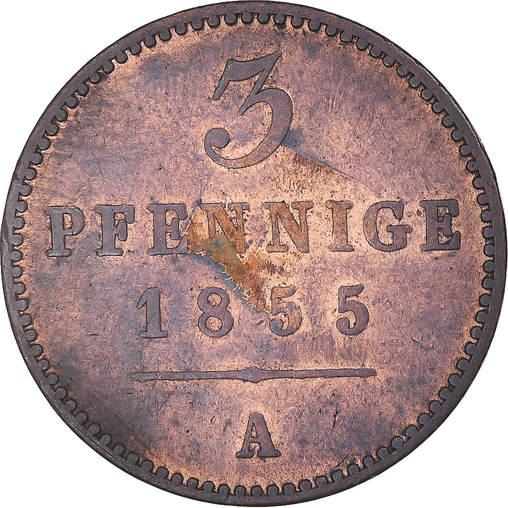 Coin, German States, 3 Pfennig, 1855