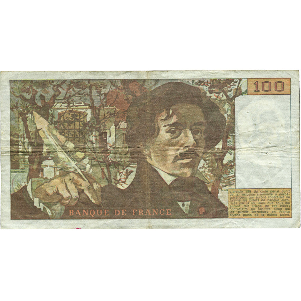 France, 100 Francs, Delacroix, 1979, L.11, TB+, Fayette:69.2c
