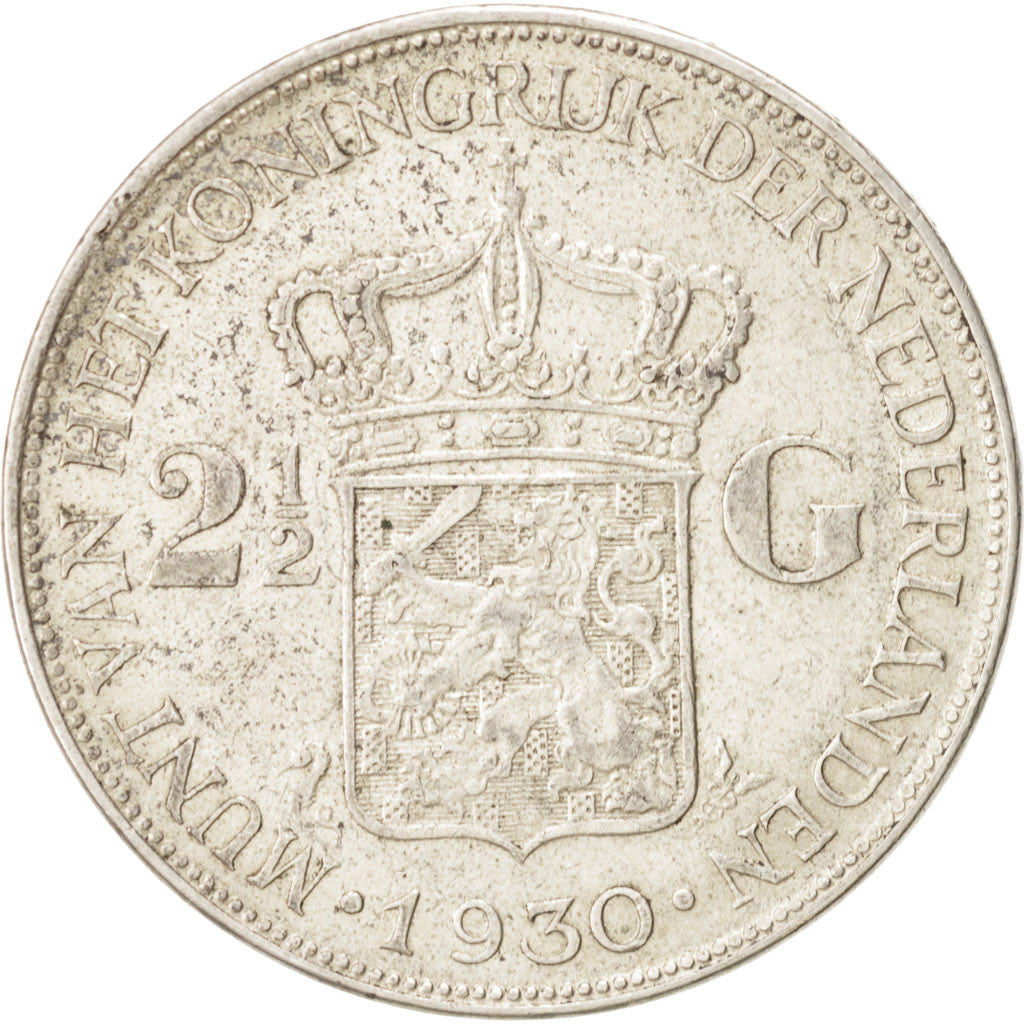 Netherlands, Wilhelmina I, 2-1/2 Gulden, 1930, EF(40-45), Silver, KM:165