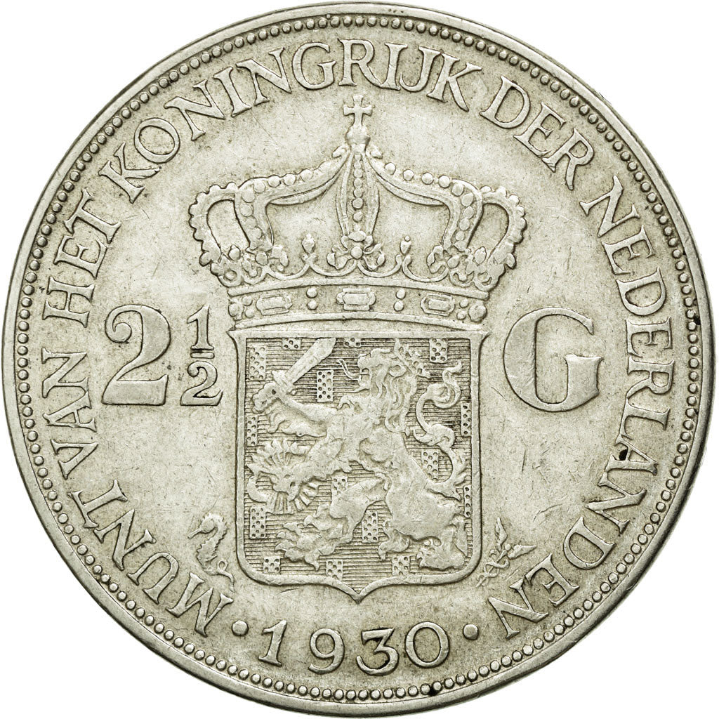 Munten, Nederland, Wilhelmina I, 2-1/2 Gulden, 1930, ZF, Zilver, KM:165