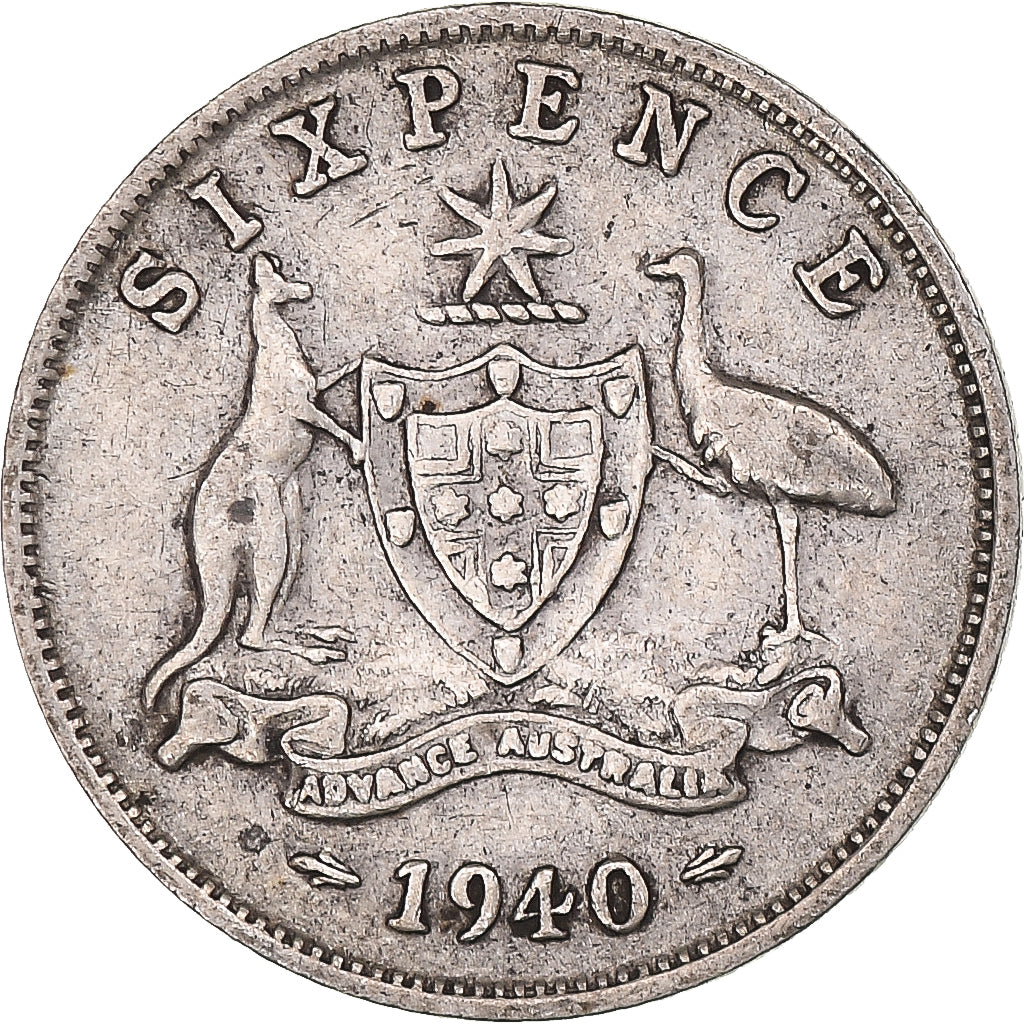 Coin, Australia, 6 Pence, 1940