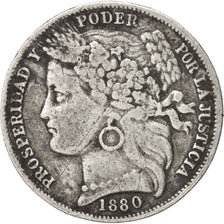 Peru, Peseta, 1880, Lima, VF(20-25), Silver, KM:200.2
