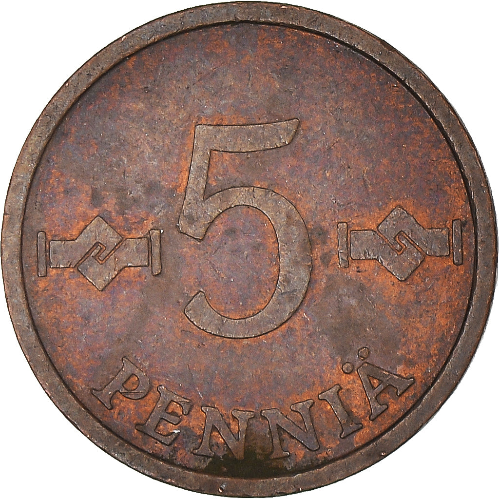 Monnaie, Finlande, 5 Pennia, 1976