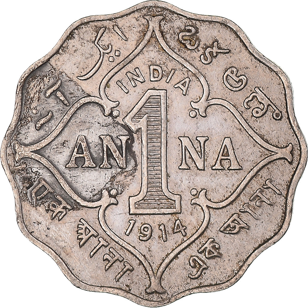Coin, INDIA-BRITISH, Anna, 1914