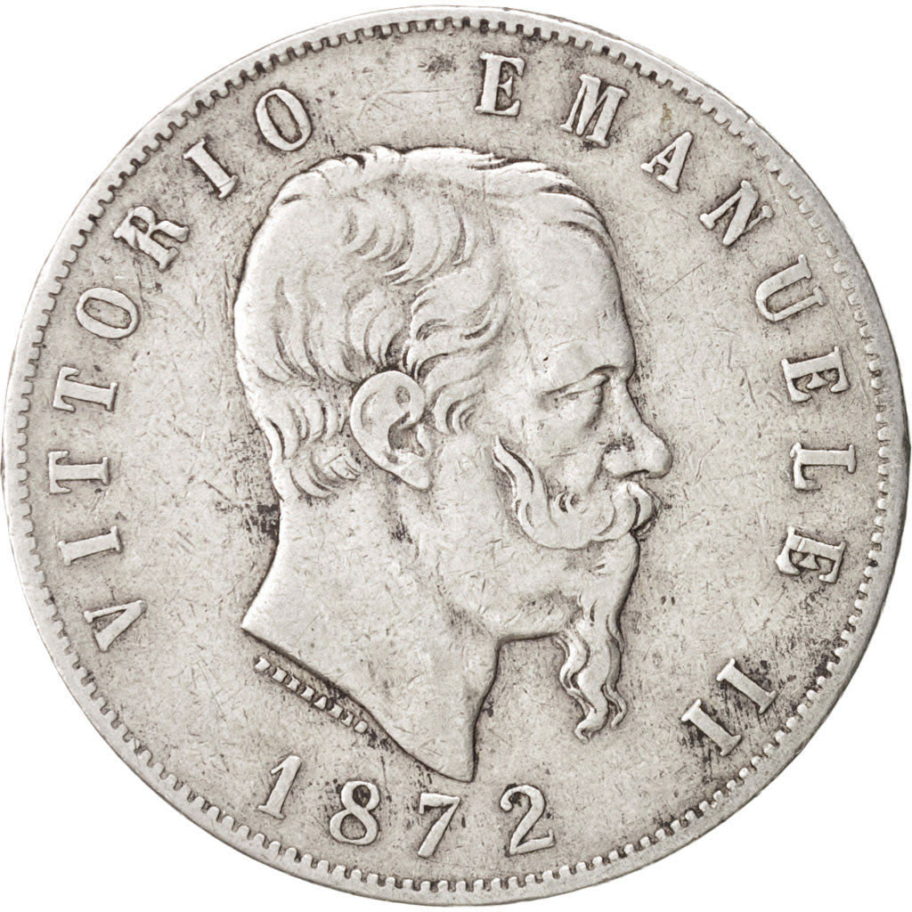 Italy, Vittorio Emanuele II, 5 Lire, 1872, Milan, TB+, Silver, KM:8.3