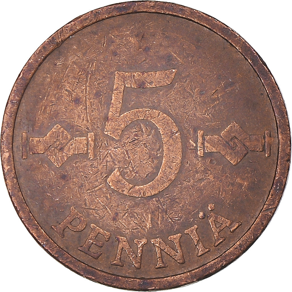 Monnaie, Finlande, 5 Pennia, 1970