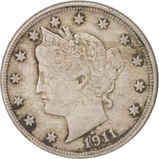 Coin, United States, Liberty Nickel, 5 Cents, 1911, U.S. Mint, Philadelphia