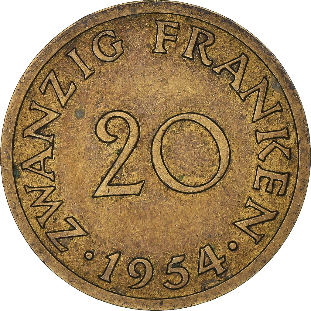 Moeda, SARRE, 20 Franken, 1954