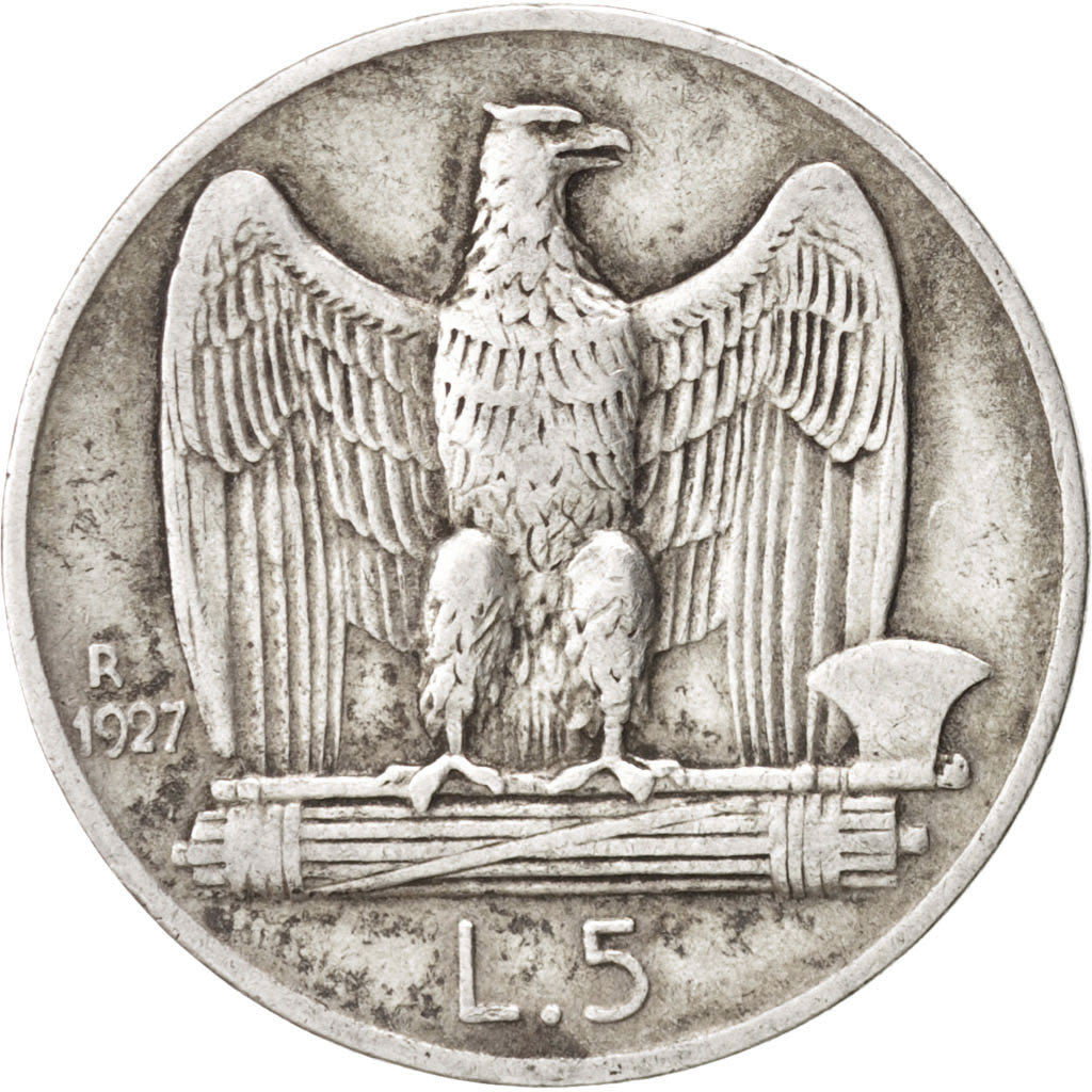 Italy, Vittorio Emanuele III, 5 Lire, 1927, Rome, EF(40-45), Silver, KM:67.2