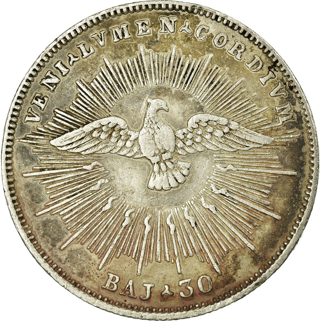Moneda, Estados italianos, PAPAL STATES, 30 Baiocchi, 1830, Bologna, MBC, Plata