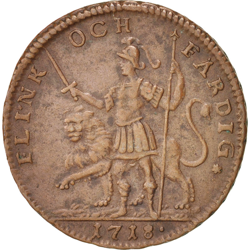 Sweden, Carl XII, Daler, 1718, AU(55-58), Copper, KM:A356