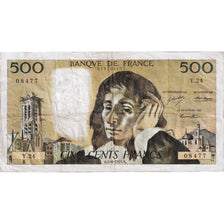 France, 500 Francs, Pascal, 1971, Y.24, VF(30-35), Fayette:71.6