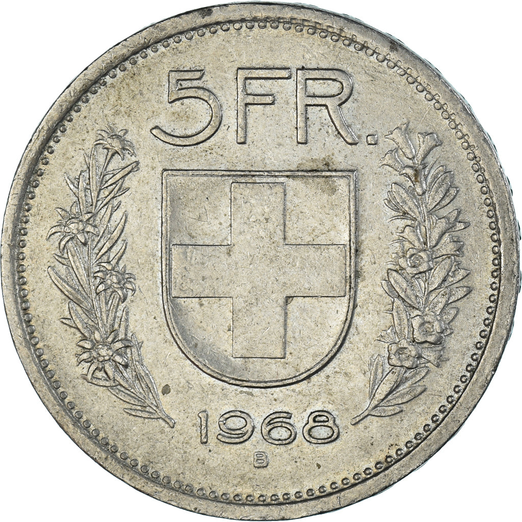 Monnaie, Suisse, 5 Francs, 1968