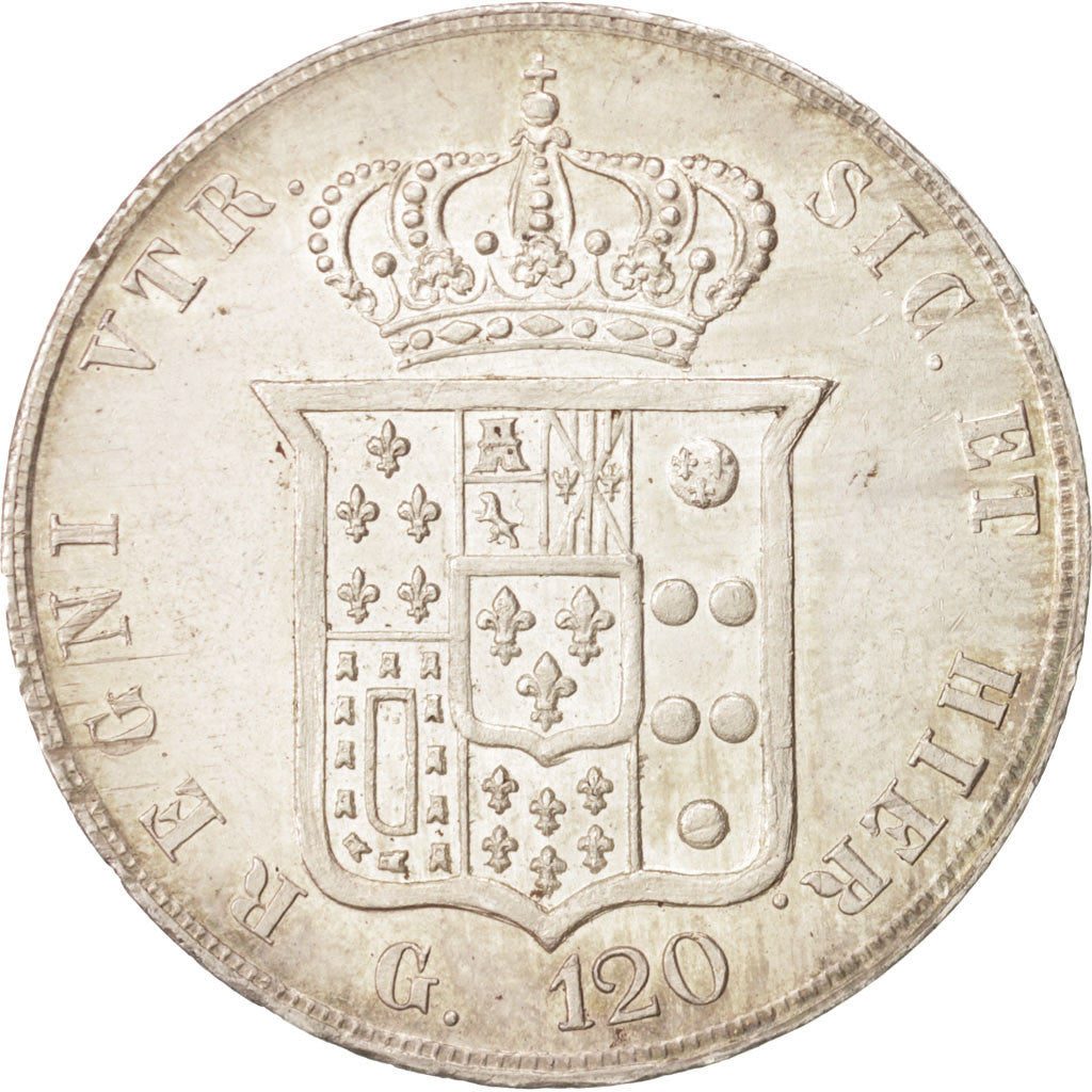 ITALIAN STATES, NAPLES, Ferdinando II, 120 Grana, 1857, Naples, AU(55-58),KM 370