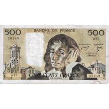 France, 500 Francs, Pascal, 1978, W.97, VF(30-35), Fayette:71.18