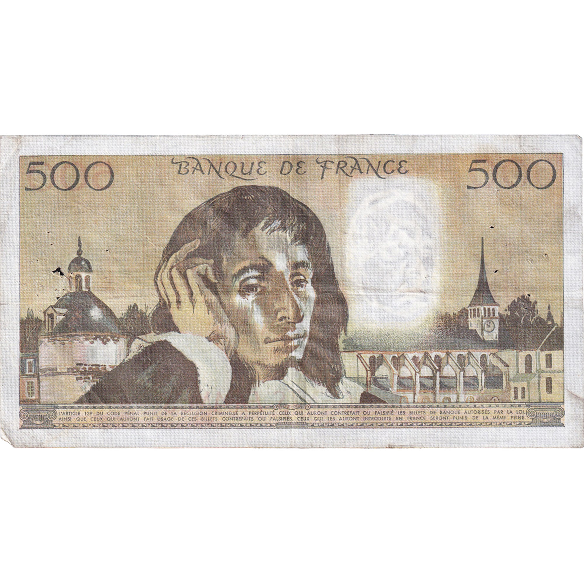 France, 500 Francs, Pascal, 1978, W.97, VF(30-35), Fayette:71.18