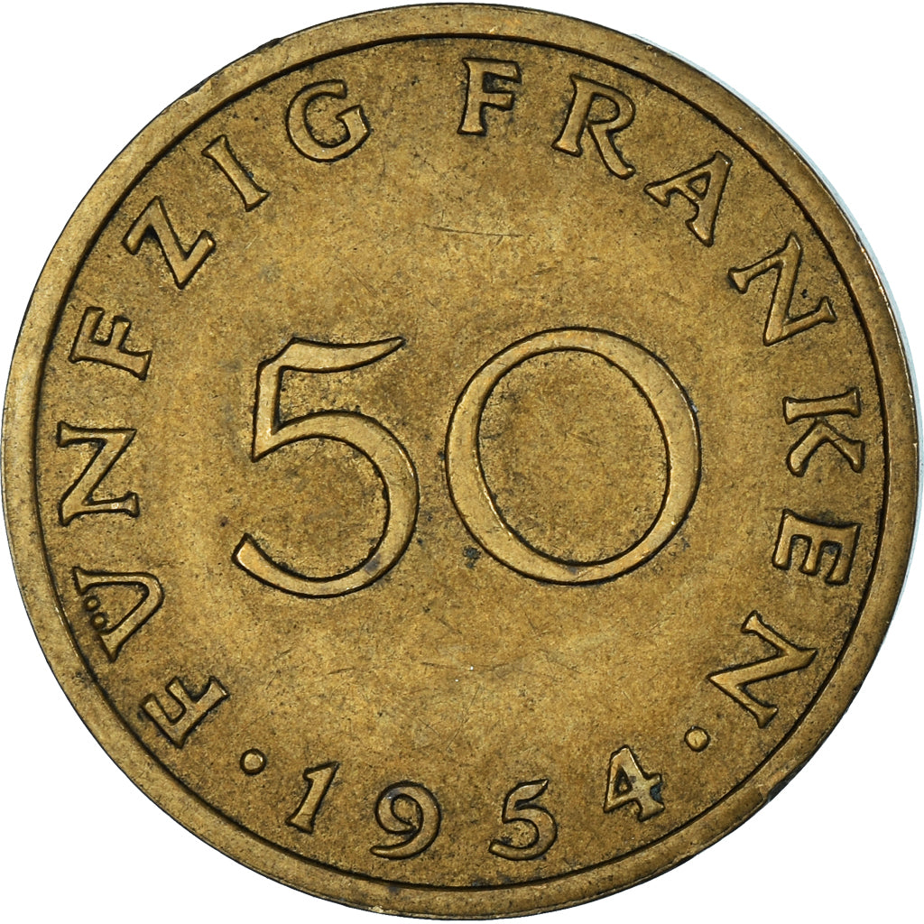 Coin, SAARLAND, 50 Franken, 1954