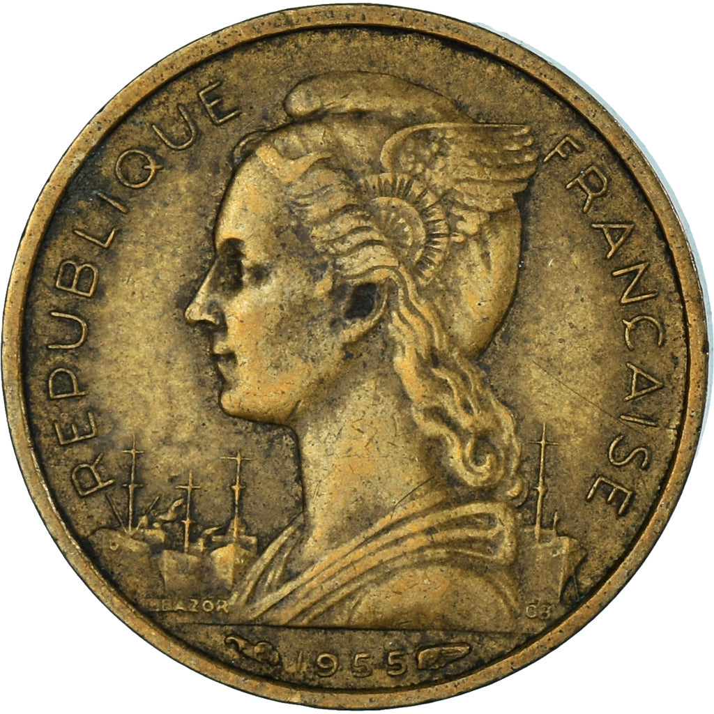Munten, Réunion, 10 Francs, 1955