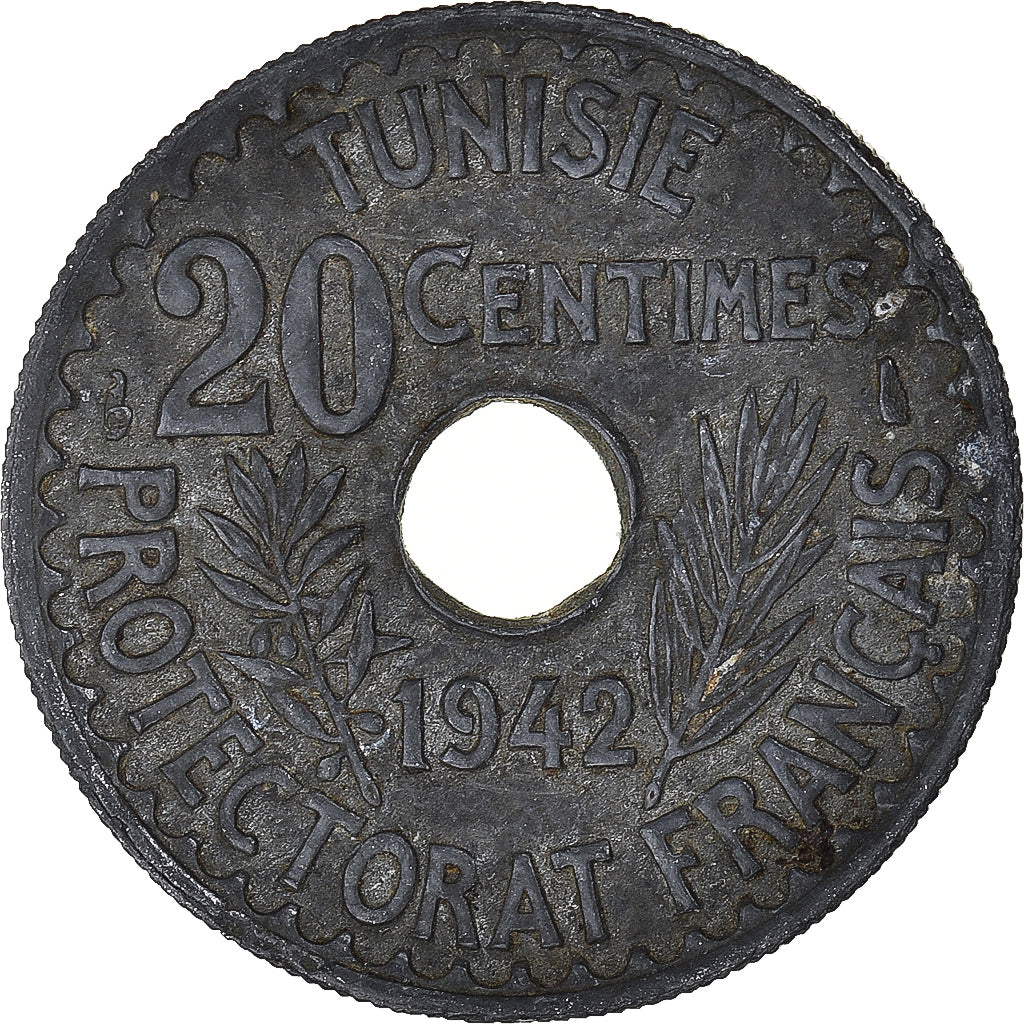 Monnaie, Tunisie, 20 Centimes, 1942