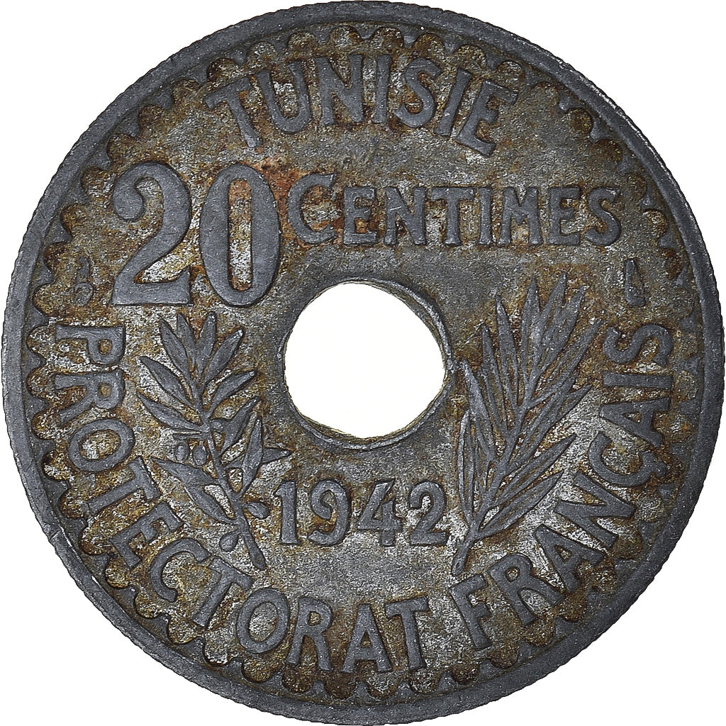 Coin, Tunisia, 20 Centimes, 1942