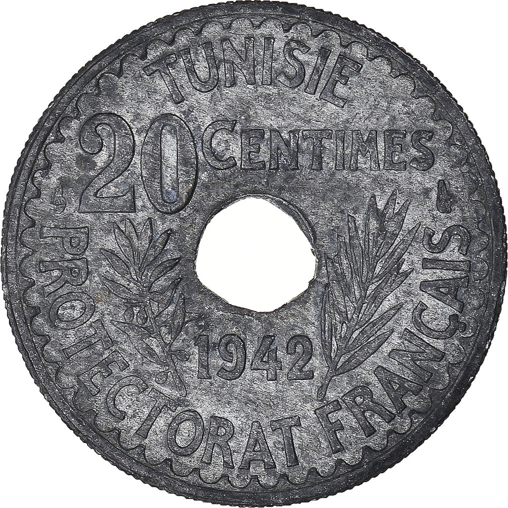 Münze, Tunesien, 20 Centimes, 1942