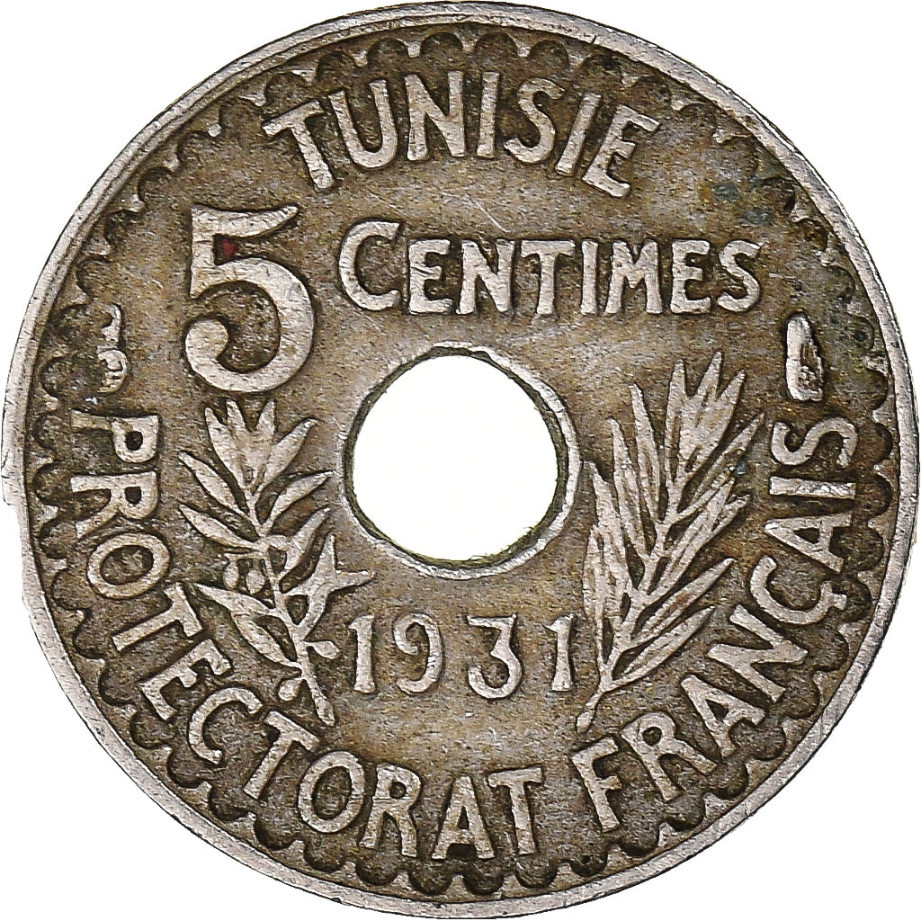 Coin, Tunisia, 5 Centimes, 1931