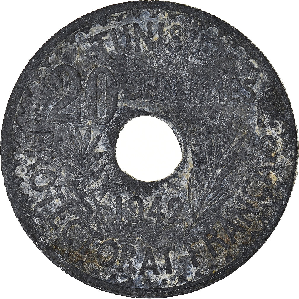 Moneta, Tunisia, 20 Centimes, 1942