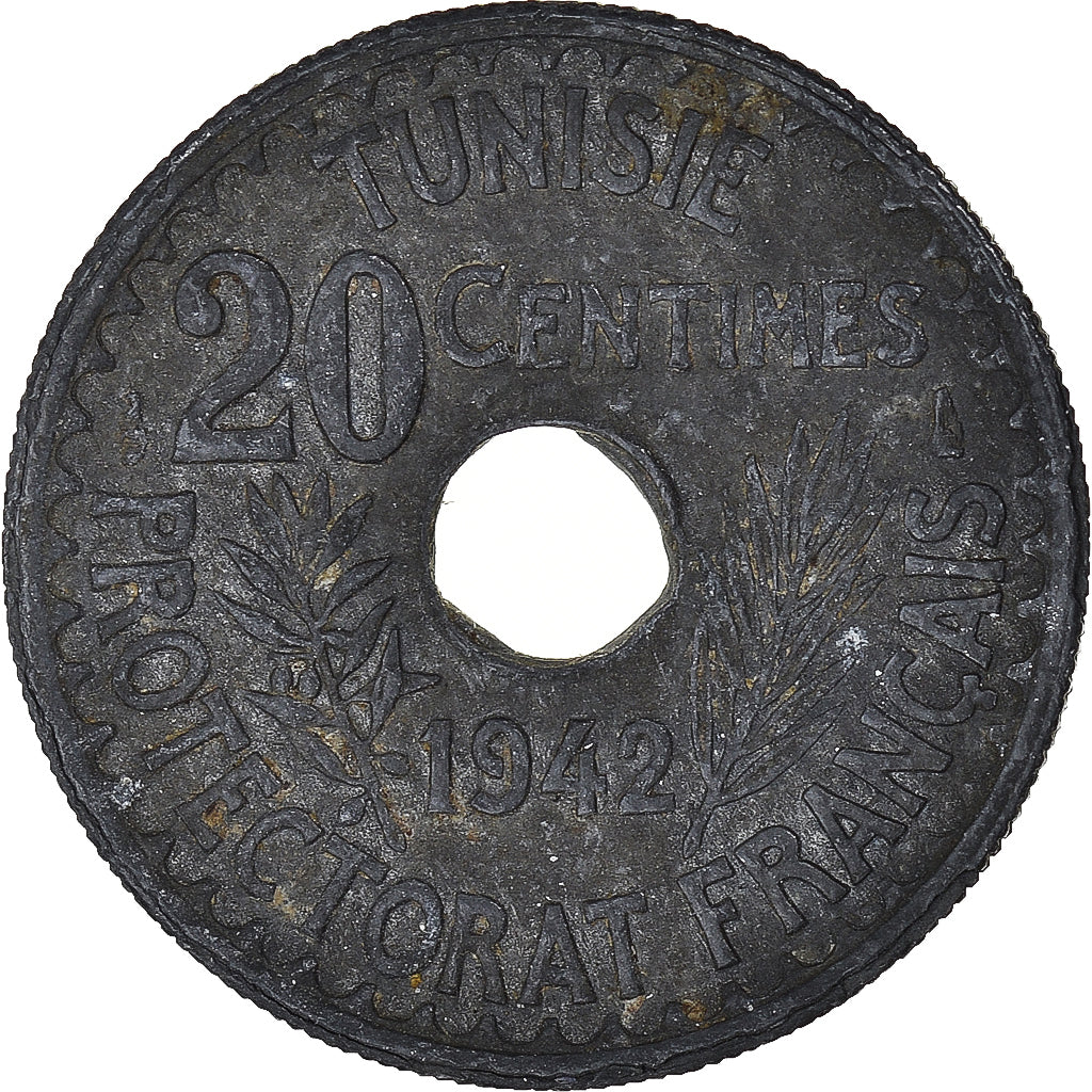 Moneta, Tunisia, 20 Centimes, 1942