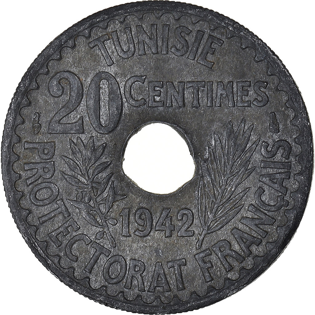 Coin, Tunisia, 20 Centimes, 1942
