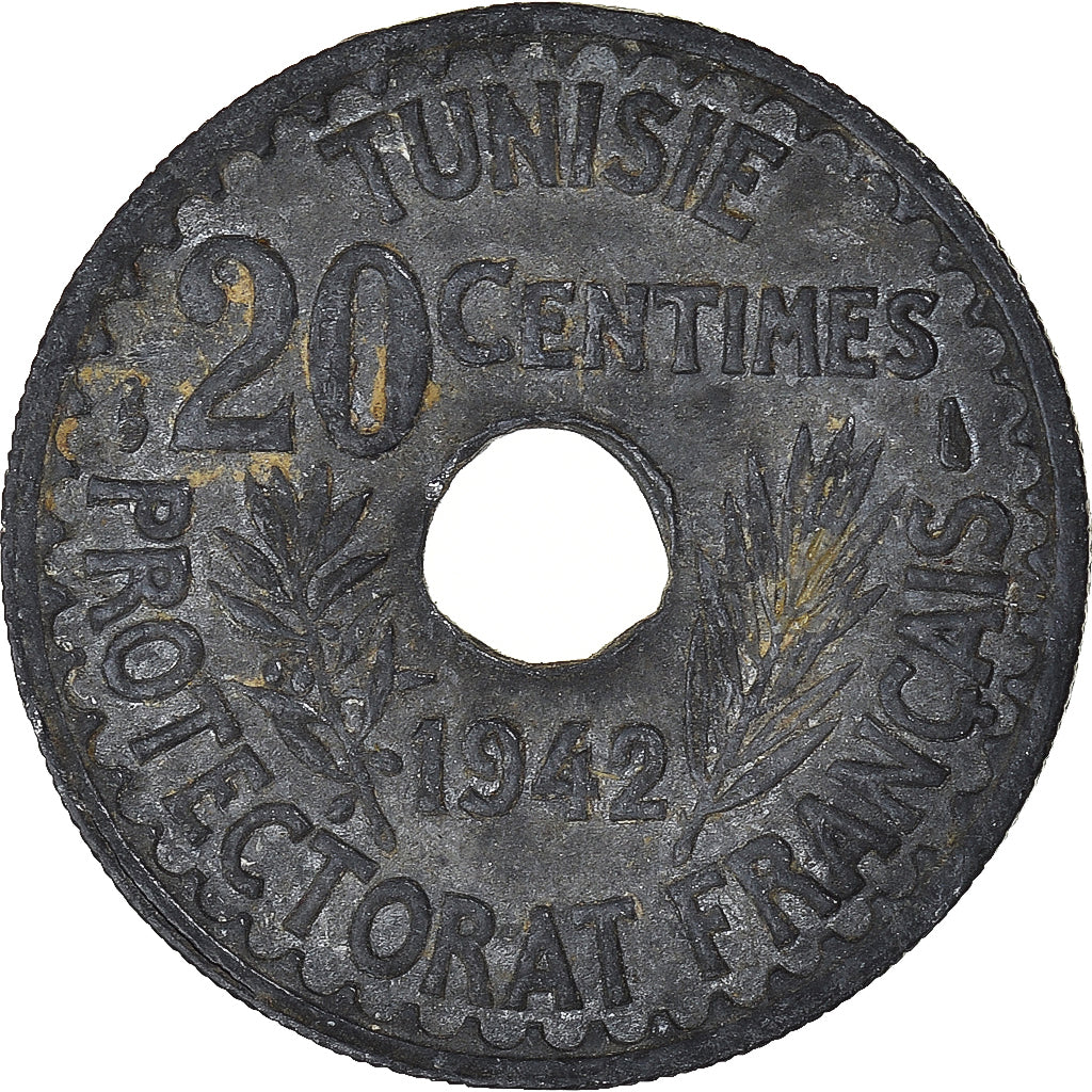 Coin, Tunisia, 20 Centimes, 1942