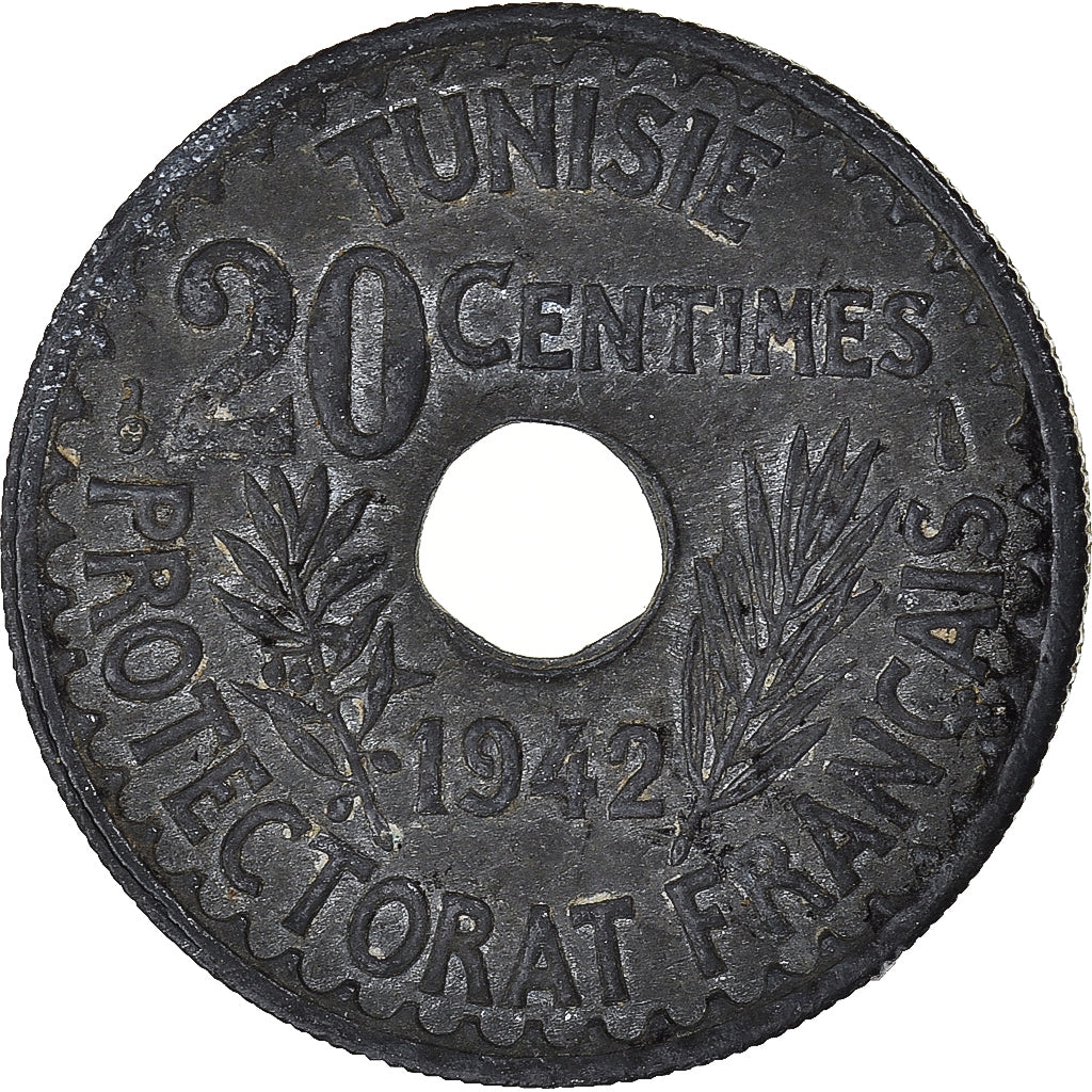 Monnaie, Tunisie, 20 Centimes, 1942
