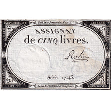 Frankrijk, 5 Livres, An 2, SERIE 17145, TB+, KM:A76, Lafaurie:171