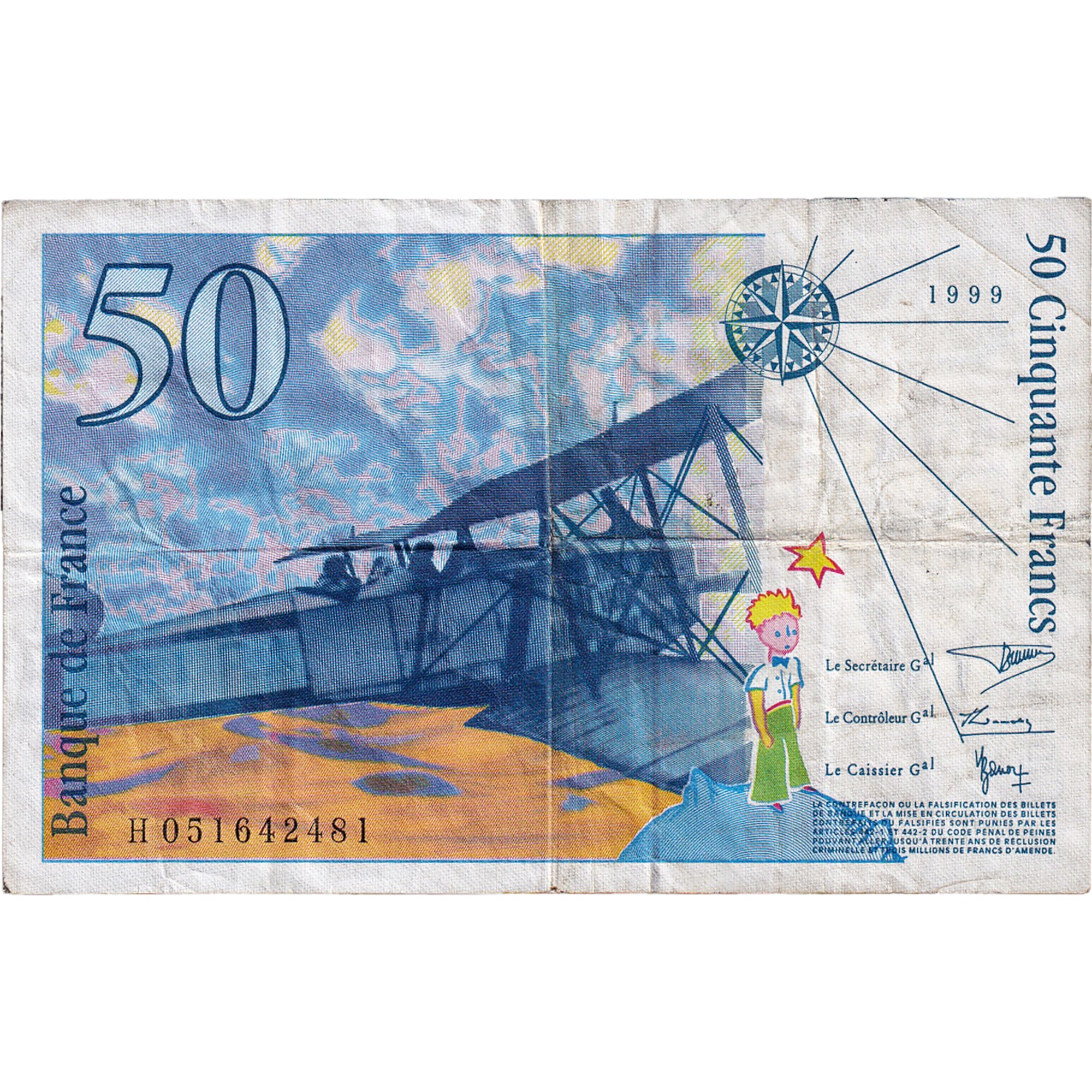Frankrijk, 50 Francs, St Exupéry, 1999, H051642481, TTB, Fayette:73.05